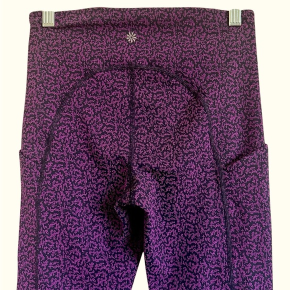 ATHLETA ULTIMATE STASH POCKET 7/8TH LEGGINGS STATIC BLACK AND FUCHSIA SIZE SMALL - Picture 8 of 14